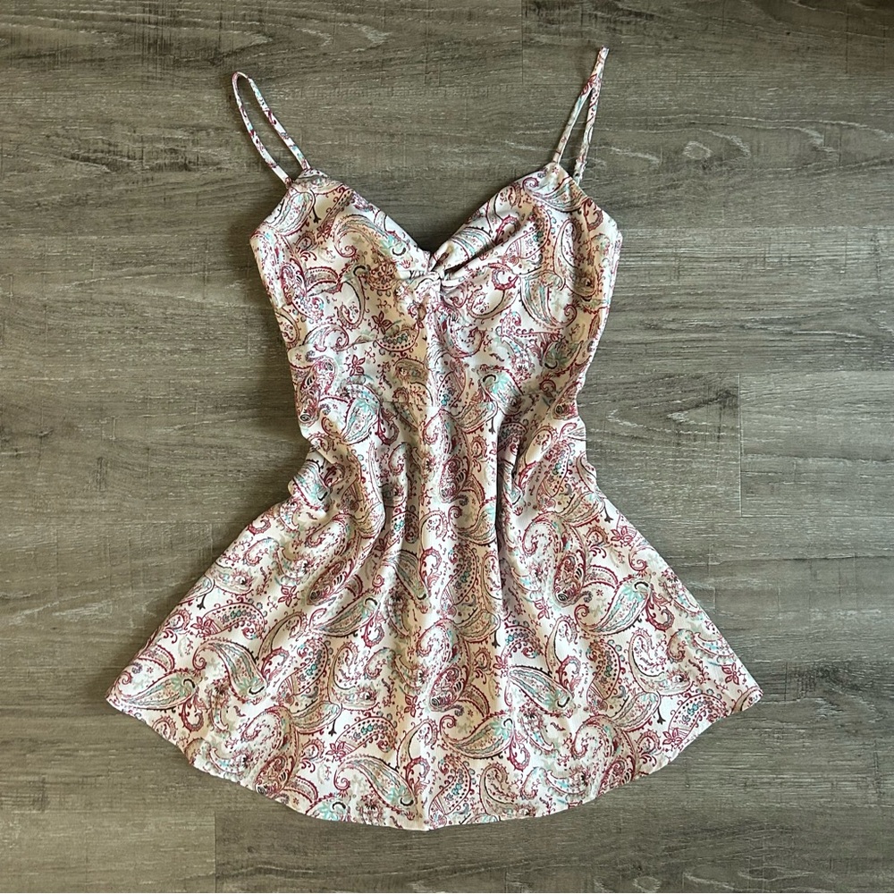 Princess Polly Farelli Mini Dress Multi Paisley Cream Paisley Baby Doll Dress